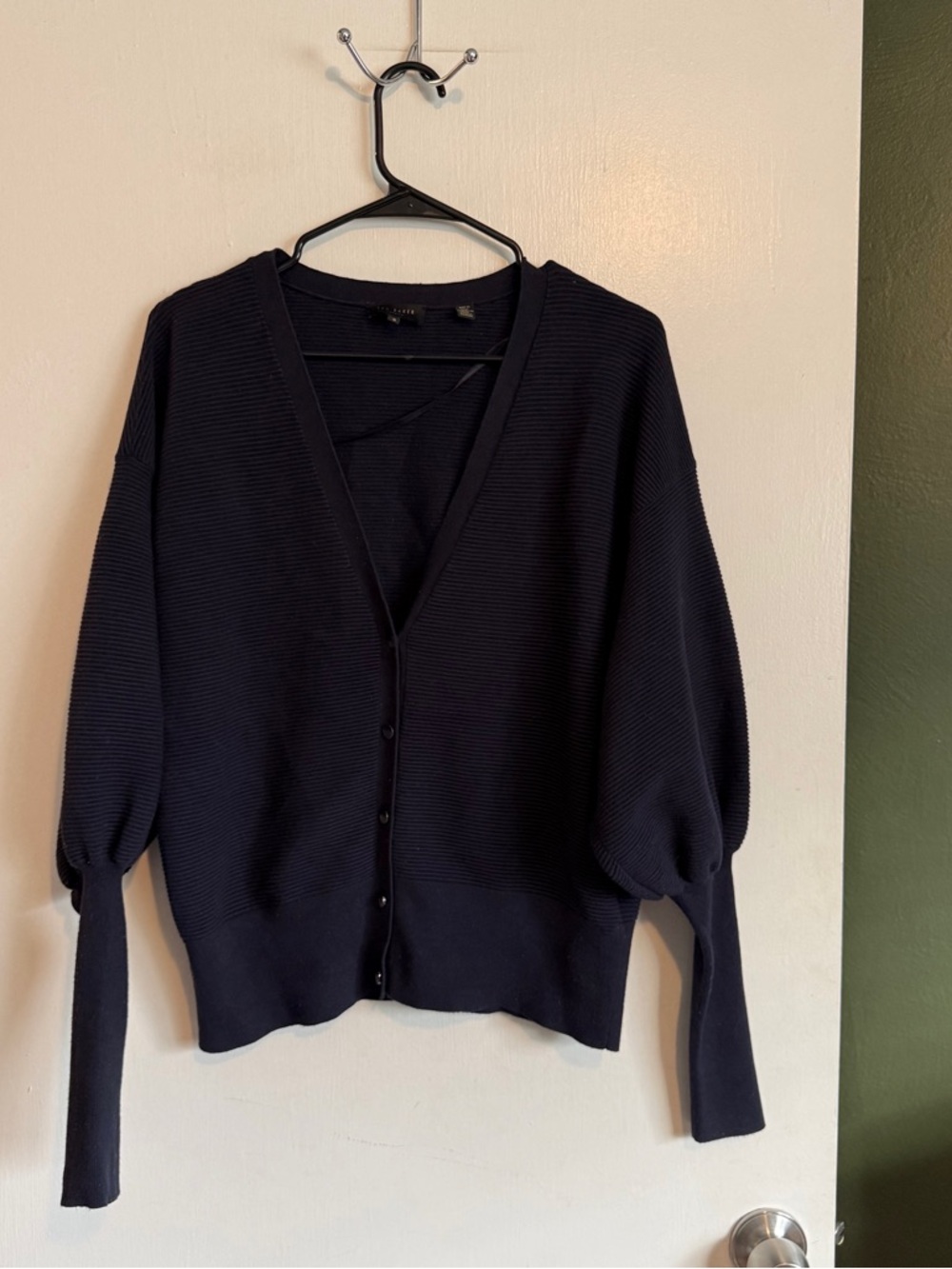 ted baker navy blue fioninna balloon sleeve cardigan sweater size 3= US size 8